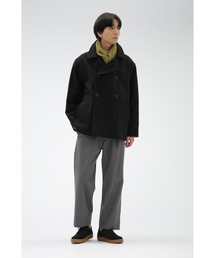 MHL. COARSE WOOL MELTON ブラック L ピーコート MHL. COARSE WOOL MELTON ブラック L ピーコート