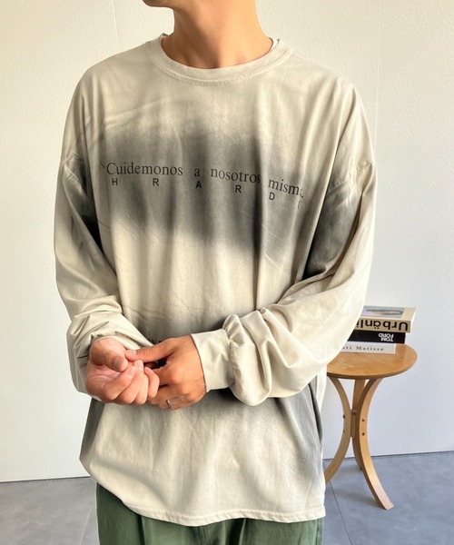 セール】ぼかしデザインロゴ入りロンT/カットソー/長袖（Tシャツ