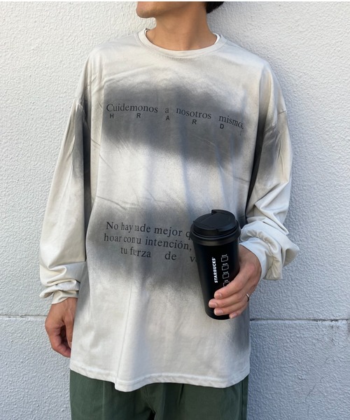 セール】ぼかしデザインロゴ入りロンT/カットソー/長袖（Tシャツ