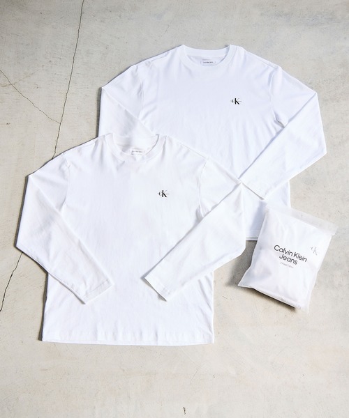   カルバンクライン ロゴ ロングTシャツ ホワイト Calvin Klein Jeans カルバンクライン ロンT 長袖Tシャツ ロング