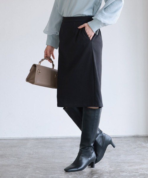 Pierrot（ピエロ）の「ミドル丈 柄が選べるカシミヤタッチIラインスカート（スカート・レディース・チェック/ブラック/グレイッシュベージュ・M/L）」の8枚目の写真