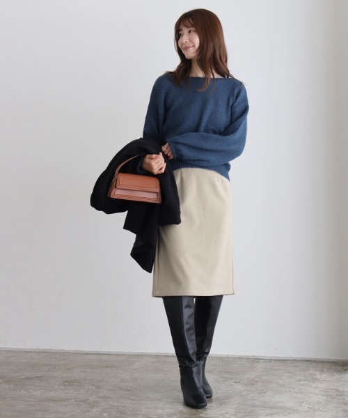 Pierrot（ピエロ）の「ミドル丈 柄が選べるカシミヤタッチIラインスカート（スカート・レディース・チェック/ブラック/グレイッシュベージュ・M/L）」の20枚目の写真