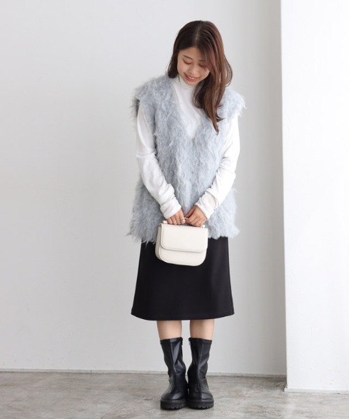 Pierrot（ピエロ）の「ミドル丈 柄が選べるカシミヤタッチIラインスカート（スカート・レディース・チェック/ブラック/グレイッシュベージュ・M/L）」の19枚目の写真