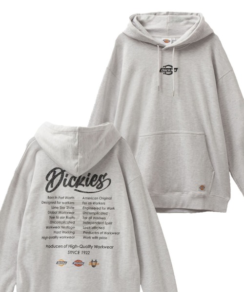 Dickies（ディッキーズ）の「【別注限定展開】Dickies 裏起毛 ロゴ刺繍/プリント プルオーバーパーカー（パーカー・メンズ・ライトグレー/ブラック/ブルーグリーン/ホワイト/ブラック系1/ブラウン/ブルー系1/アッシュ・M/XXL/XL/L）」の5枚目の写真