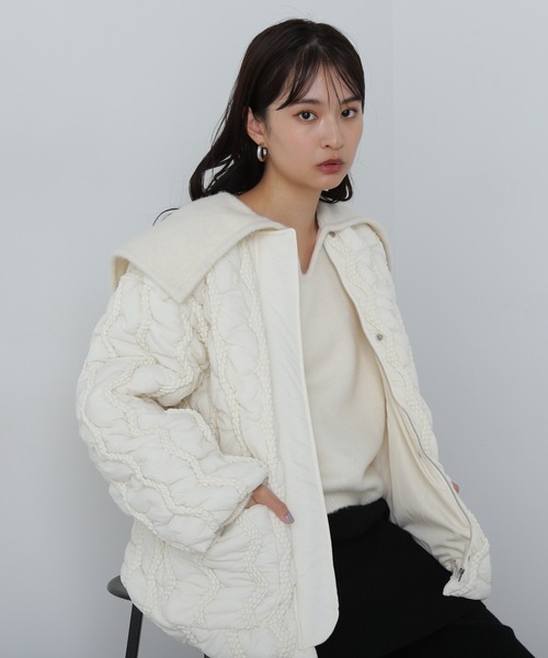 N.（N. Natural Beauty Basic）（エヌエヌナチュラルビューティーベーシック）の「◆キルティングジャケット（ナイロンジャケット・レディース・オフホワイト/ブラック・MEDIUM）」の2枚目の写真