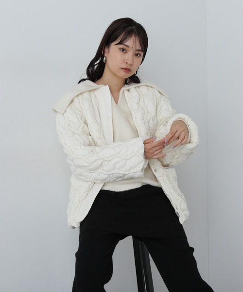 N.（N. Natural Beauty Basic）（エヌエヌナチュラルビューティーベーシック）の「◆キルティングジャケット（ナイロンジャケット・レディース・オフホワイト/ブラック・MEDIUM）」の12枚目の写真