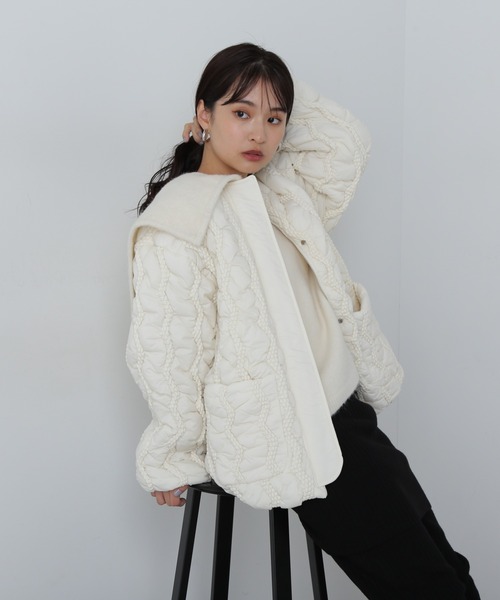 N.（N. Natural Beauty Basic）（エヌエヌナチュラルビューティーベーシック）の「◆キルティングジャケット（ナイロンジャケット・レディース・オフホワイト/ブラック・MEDIUM）」の13枚目の写真