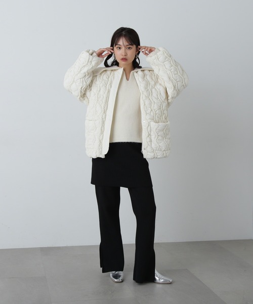 N.（N. Natural Beauty Basic）（エヌエヌナチュラルビューティーベーシック）の「◆キルティングジャケット（ナイロンジャケット・レディース・オフホワイト/ブラック・MEDIUM）」の14枚目の写真