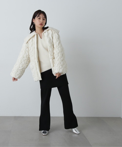 N.（N. Natural Beauty Basic）（エヌエヌナチュラルビューティーベーシック）の「◆キルティングジャケット（ナイロンジャケット・レディース・オフホワイト/ブラック・MEDIUM）」の15枚目の写真