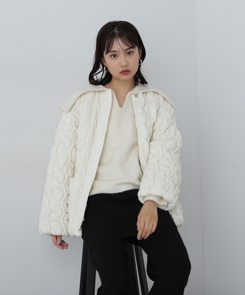 N.（N. Natural Beauty Basic）（エヌエヌナチュラルビューティーベーシック）の「◆キルティングジャケット（ナイロンジャケット・レディース・オフホワイト/ブラック・MEDIUM）」の17枚目の写真