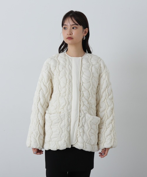 N.（N. Natural Beauty Basic）（エヌエヌナチュラルビューティーベーシック）の「◆キルティングジャケット（ナイロンジャケット・レディース・オフホワイト/ブラック・MEDIUM）」の19枚目の写真