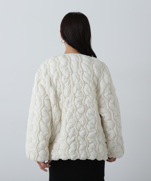 N.（N. Natural Beauty Basic）（エヌエヌナチュラルビューティーベーシック）の「◆キルティングジャケット（ナイロンジャケット・レディース・オフホワイト/ブラック・MEDIUM）」の3枚目の写真