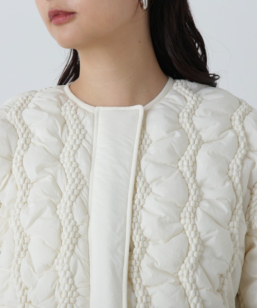 N.（N. Natural Beauty Basic）（エヌエヌナチュラルビューティーベーシック）の「◆キルティングジャケット（ナイロンジャケット・レディース・オフホワイト/ブラック・MEDIUM）」の4枚目の写真