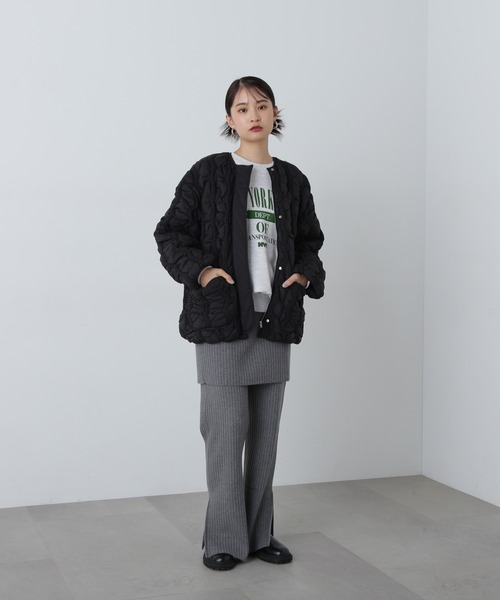 N.（N. Natural Beauty Basic）（エヌエヌナチュラルビューティーベーシック）の「◆キルティングジャケット（ナイロンジャケット・レディース・オフホワイト/ブラック・MEDIUM）」の10枚目の写真