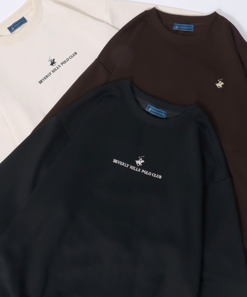 BEVERLY HILLS POLO CLUB(ビバリーヒルズポロクラブ)の「BEVERLY HILLS POLO CLUB/ビバリーヒルズポロクラブ オーバーサイズ 裏起毛 ワンポイント刺繍 トレーナー スウェット レディース メンズ(スウェット・レディース・アイボリー/スミクロ/ネイビー/ダークブラウン/グリーン・M/LL/L)」の3枚目の写真