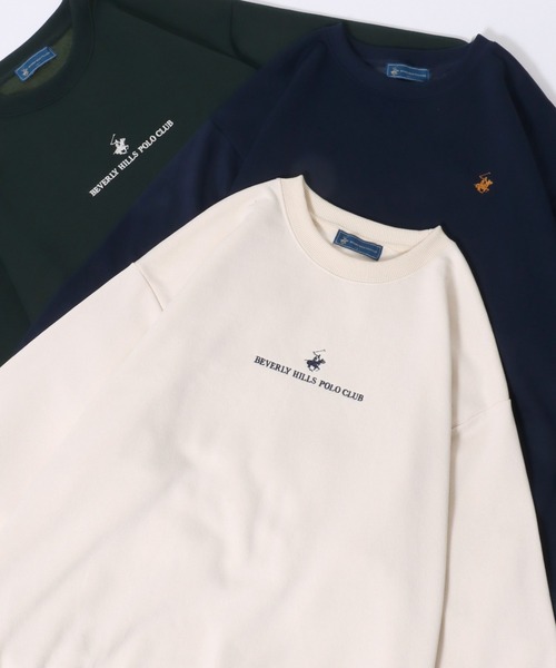 BEVERLY HILLS POLO CLUB(ビバリーヒルズポロクラブ)の「BEVERLY HILLS POLO CLUB/ビバリーヒルズポロクラブ オーバーサイズ 裏起毛 ワンポイント刺繍 トレーナー スウェット レディース メンズ(スウェット・レディース・アイボリー/スミクロ/ネイビー/ダークブラウン/グリーン・M/LL/L)」の2枚目の写真