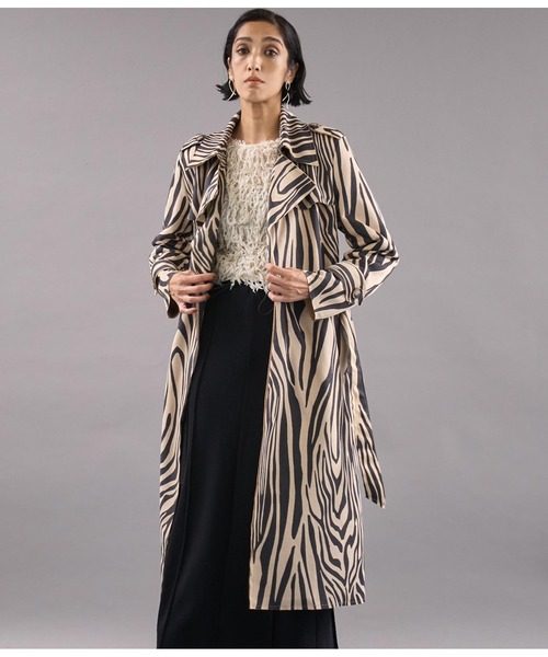 Settimissimo（セッティミッシモ）の「ITALY スエードタッチ アニマルプリント トレンチコート ロング（トレンチコート・レディース・ベージュ/キャメル・FREE）」の5枚目の写真