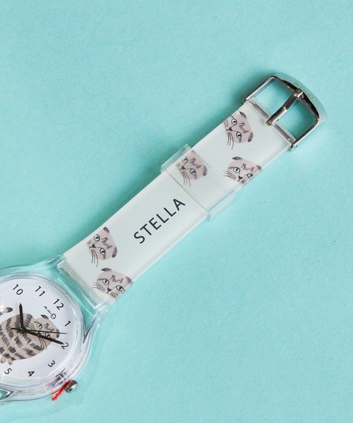 COMMON WARE（コモンウェアー）の「4on:Matsuo Miyuki Cat Watch 松尾みゆき 猫イラスト時計（デジタル腕時計・レディース・アイボリー/クリアイエロー/ベージュ系その他・FREE）」の9枚目の写真