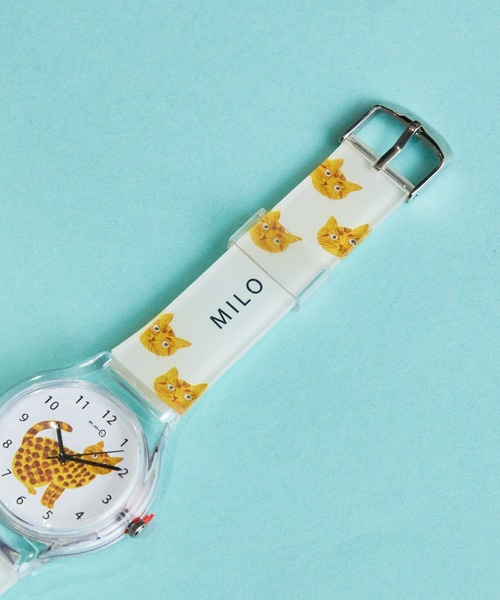 COMMON WARE（コモンウェアー）の「4on:Matsuo Miyuki Cat Watch 松尾みゆき 猫イラスト時計（デジタル腕時計・レディース・アイボリー/クリアイエロー/ベージュ系その他・FREE）」の5枚目の写真