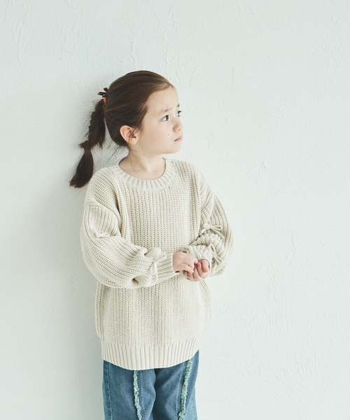 pairmanon（ペアマノン）の「袖リボンモチーフ ニット プルオーバー（ニット/セーター・キッズ・アイボリー/ピンク/ベージュ・M/S/XS/L）」の7枚目の写真