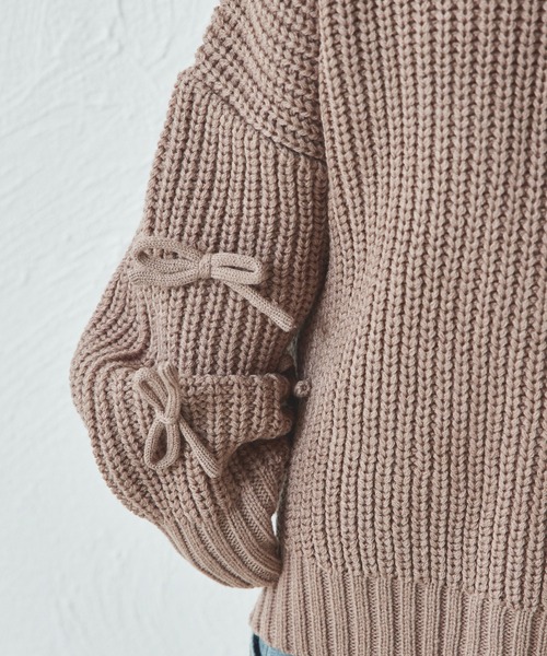 pairmanon（ペアマノン）の「袖リボンモチーフ ニット プルオーバー（ニット/セーター・キッズ・アイボリー/ピンク/ベージュ・M/S/XS/L）」の9枚目の写真