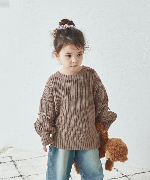 pairmanon（ペアマノン）の「袖リボンモチーフ ニット プルオーバー（ニット/セーター・キッズ・アイボリー/ピンク/ベージュ・M/S/XS/L）」の11枚目の写真