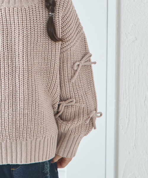 pairmanon（ペアマノン）の「袖リボンモチーフ ニット プルオーバー（ニット/セーター・キッズ・アイボリー/ピンク/ベージュ・M/S/XS/L）」の12枚目の写真