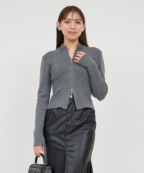 ROYAL PARTY（ロイヤルパーティー）の「ダブルZIPウォッシャブルシェイプニットトップス（ニット/セーター・レディース・ピンク/オフホワイト/グレー/ブラック・FREE）」の22枚目の写真