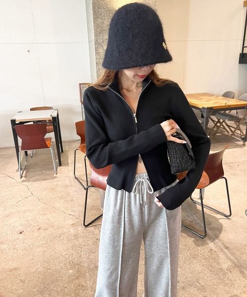 ROYAL PARTY（ロイヤルパーティー）の「ダブルZIPウォッシャブルシェイプニットトップス（ニット/セーター・レディース・ピンク/オフホワイト/グレー/ブラック・FREE）」の10枚目の写真