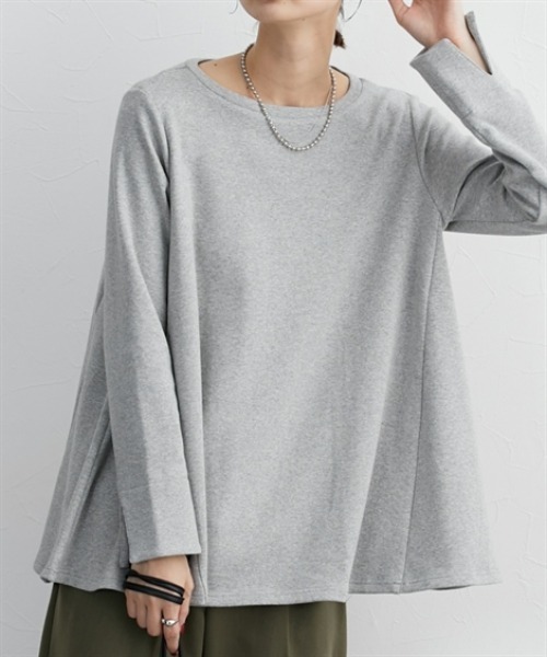 nissen（ニッセン）の「Ａラインフレアトップス（Tシャツ/カットソー・レディース・杢グレー/オフホワイト/ブラック・L/M/S/LL/3L）」の3枚目の写真