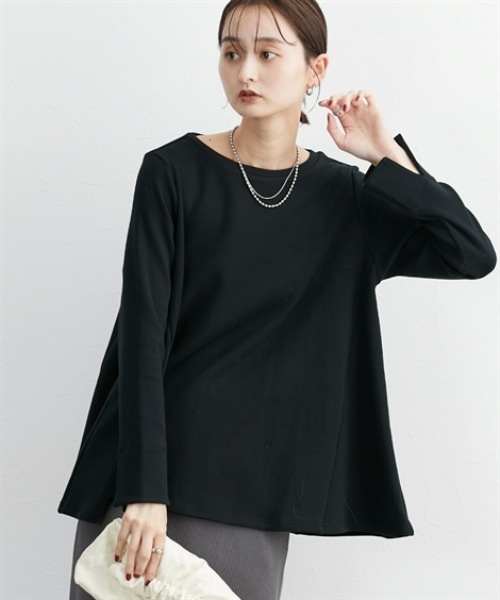 nissen（ニッセン）の「Ａラインフレアトップス（Tシャツ/カットソー・レディース・杢グレー/オフホワイト/ブラック・L/M/S/LL/3L）」の13枚目の写真