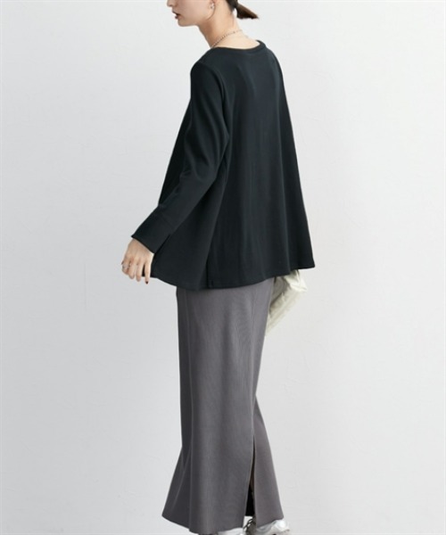 nissen（ニッセン）の「Ａラインフレアトップス（Tシャツ/カットソー・レディース・杢グレー/オフホワイト/ブラック・L/M/S/LL/3L）」の14枚目の写真