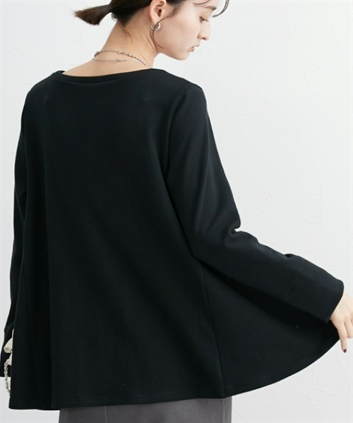 nissen（ニッセン）の「Ａラインフレアトップス（Tシャツ/カットソー・レディース・杢グレー/オフホワイト/ブラック・L/M/S/LL/3L）」の15枚目の写真