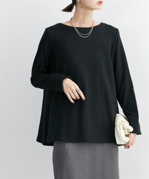 nissen（ニッセン）の「Ａラインフレアトップス（Tシャツ/カットソー・レディース・杢グレー/オフホワイト/ブラック・L/M/S/LL/3L）」の16枚目の写真