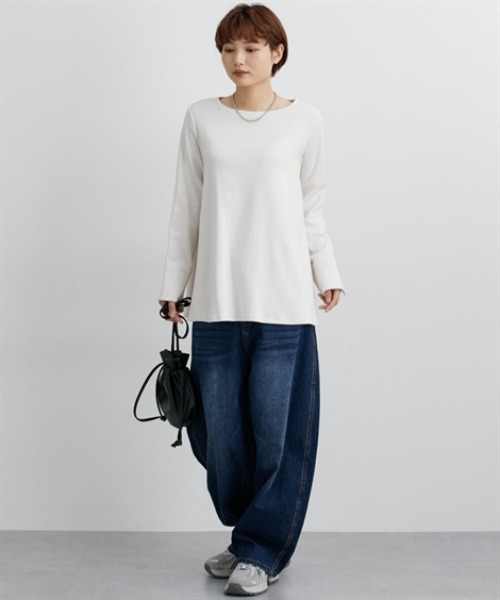 nissen（ニッセン）の「Ａラインフレアトップス（Tシャツ/カットソー・レディース・杢グレー/オフホワイト/ブラック・L/M/S/LL/3L）」の21枚目の写真