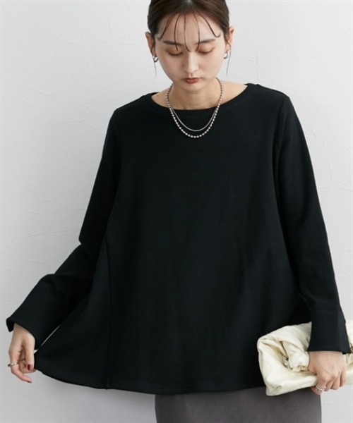 nissen（ニッセン）の「Ａラインフレアトップス（Tシャツ/カットソー・レディース・杢グレー/オフホワイト/ブラック・L/M/S/LL/3L）」の18枚目の写真