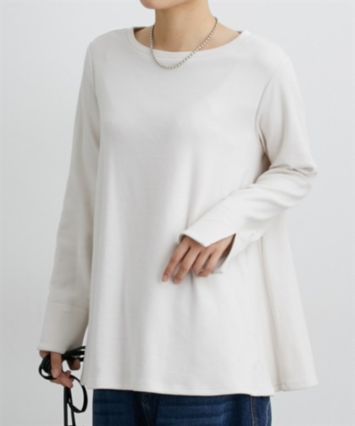 nissen（ニッセン）の「Ａラインフレアトップス（Tシャツ/カットソー・レディース・杢グレー/オフホワイト/ブラック・L/M/S/LL/3L）」の19枚目の写真