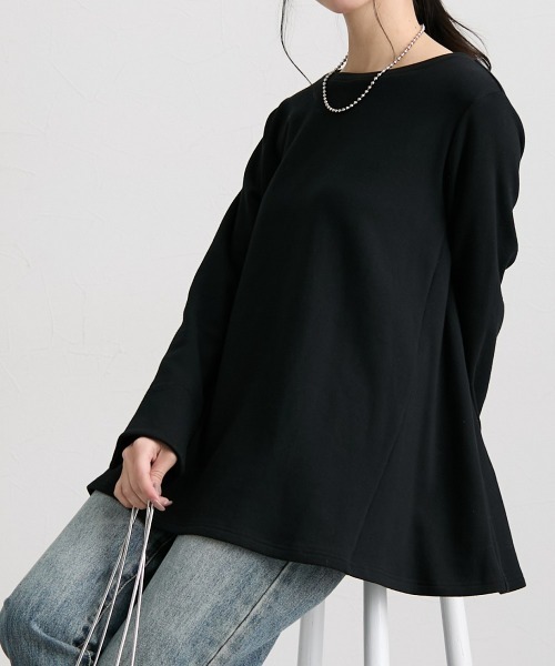 nissen（ニッセン）の「Ａラインフレアトップス（Tシャツ/カットソー・レディース・杢グレー/オフホワイト/ブラック・L/M/S/LL/3L）」の8枚目の写真