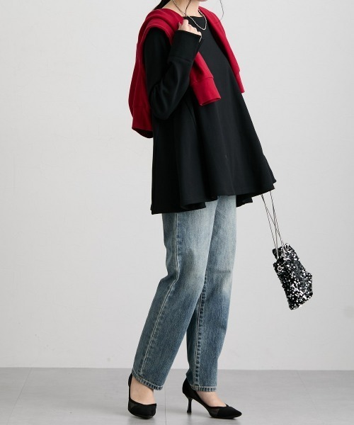 nissen（ニッセン）の「Ａラインフレアトップス（Tシャツ/カットソー・レディース・杢グレー/オフホワイト/ブラック・L/M/S/LL/3L）」の11枚目の写真