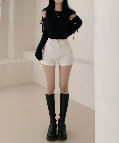 gossip！ロサンゼルス（ゴシップロサンゼルス）の「Y2K 肩見せ  リボンカットジャガードニット（ニット/セーター・レディース・ブラック/ワイン/オフホワイト・FREE）」の11枚目の写真