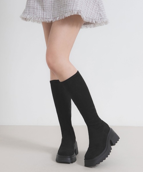 DearMyLoveRose（ディアマイラブローズ）の「厚底ストレッチロングブーツ 【大きいサイズ有】（ブーツ・レディース・ブラック/ブラック系その他/オフホワイト/ブラウン・23.5cm/23cm/24cm/22.5cm/25cm/24.5cm）」の22枚目の写真