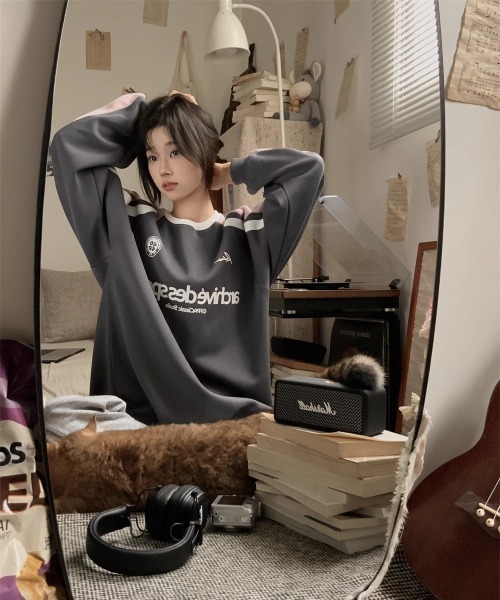 WEGO（ウィゴー）の「WEGO/ゲームシャツロンTスウェット（スウェット・レディース・ネイビー/グレー・LARGE/MEDIUM）」の18枚目の写真