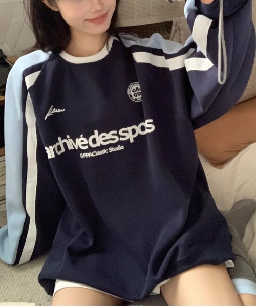 WEGO（ウィゴー）の「WEGO/ゲームシャツロンTスウェット（スウェット・レディース・ネイビー/グレー・LARGE/MEDIUM）」の15枚目の写真