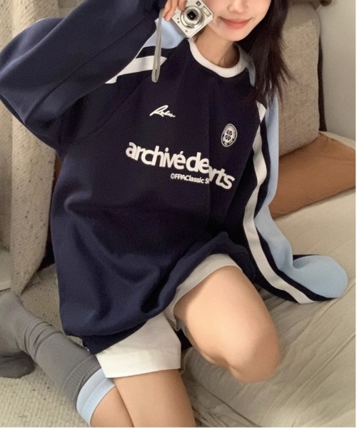 WEGO（ウィゴー）の「WEGO/ゲームシャツロンTスウェット（スウェット・レディース・ネイビー/グレー・LARGE/MEDIUM）」の16枚目の写真