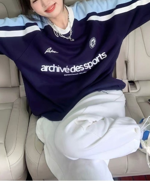 WEGO（ウィゴー）の「WEGO/ゲームシャツロンTスウェット（スウェット・レディース・ネイビー/グレー・LARGE/MEDIUM）」の17枚目の写真