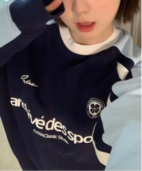 WEGO（ウィゴー）の「WEGO/ゲームシャツロンTスウェット（スウェット・レディース・ネイビー/グレー・LARGE/MEDIUM）」の7枚目の写真