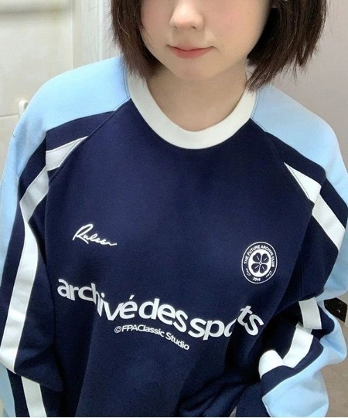 WEGO（ウィゴー）の「WEGO/ゲームシャツロンTスウェット（スウェット・レディース・ネイビー/グレー・LARGE/MEDIUM）」の9枚目の写真