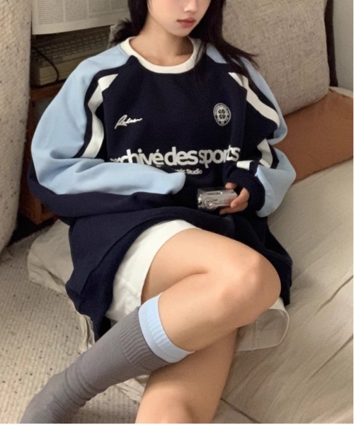 WEGO（ウィゴー）の「WEGO/ゲームシャツロンTスウェット（スウェット・レディース・ネイビー/グレー・LARGE/MEDIUM）」の10枚目の写真