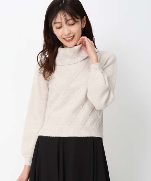 MISCH MASCH(ミッシュマッシュ)の「ラメフラッフィーダイヤ柄オフタートルニット/MM448323(ニット/セーター・レディース・ピンク/ブルー/ベージュ・フリ-)」の21枚目の写真