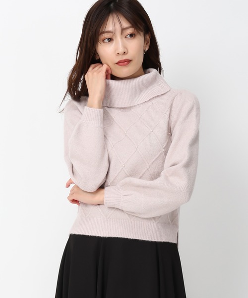 MISCH MASCH(ミッシュマッシュ)の「ラメフラッフィーダイヤ柄オフタートルニット/MM448323(ニット/セーター・レディース・ピンク/ブルー/ベージュ・フリ-)」の22枚目の写真